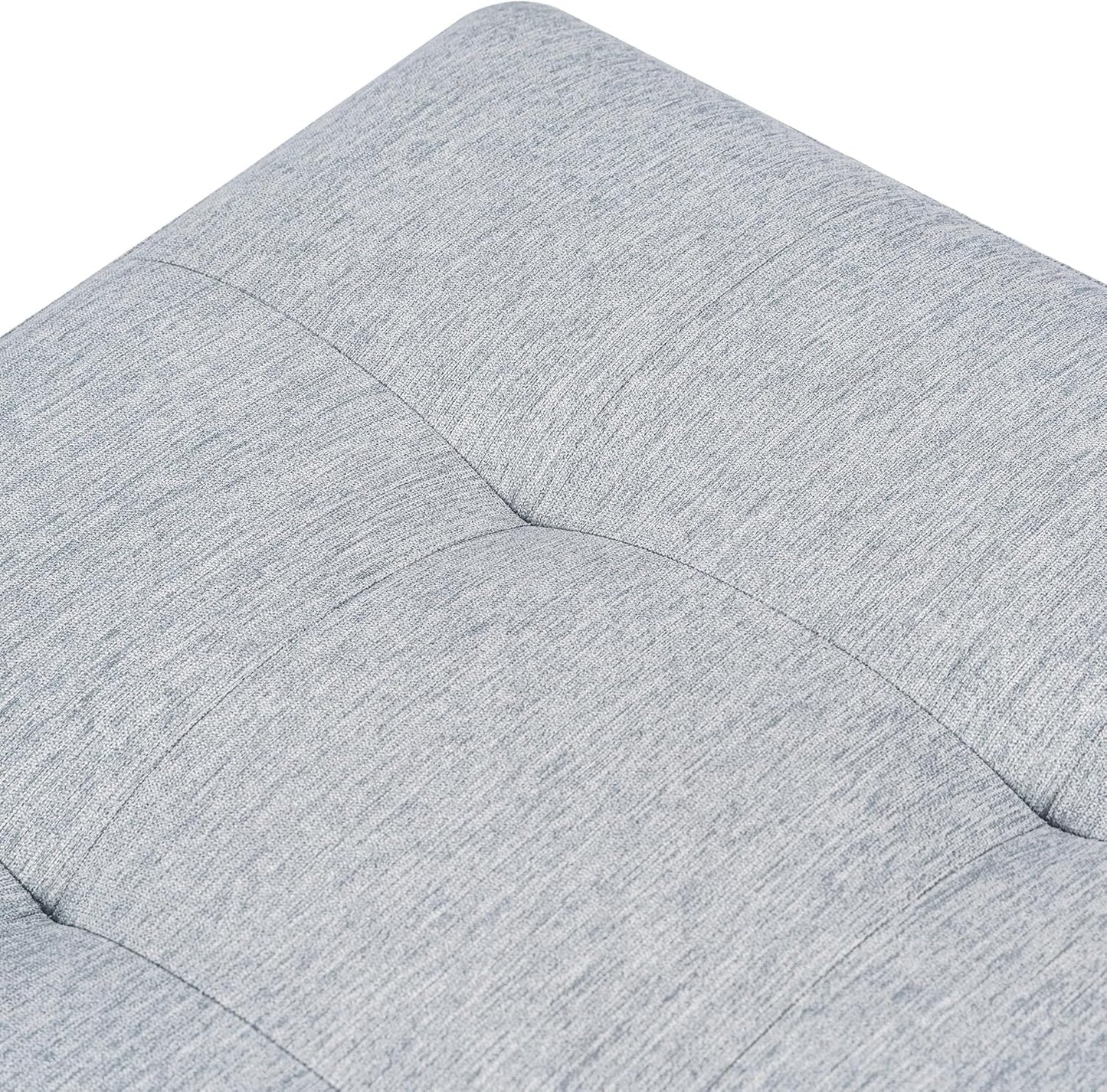 Adeco 18 Inch High Cube Ottoman Storage, Linen Chair Foot Stools, Upholstered Vanity Stool with Hinged Lid, Solid Wood Legs