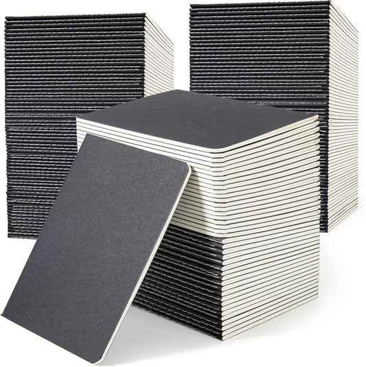 feela 170 Pack Blank Kraft Notebooks, Unlined Sketchbook Mini Cute Note Pad for Drawing Writing, Journal Bulk For Kids Students Office School Supplies, A6, 48 Pages, 4.25” X 5.5”, Black