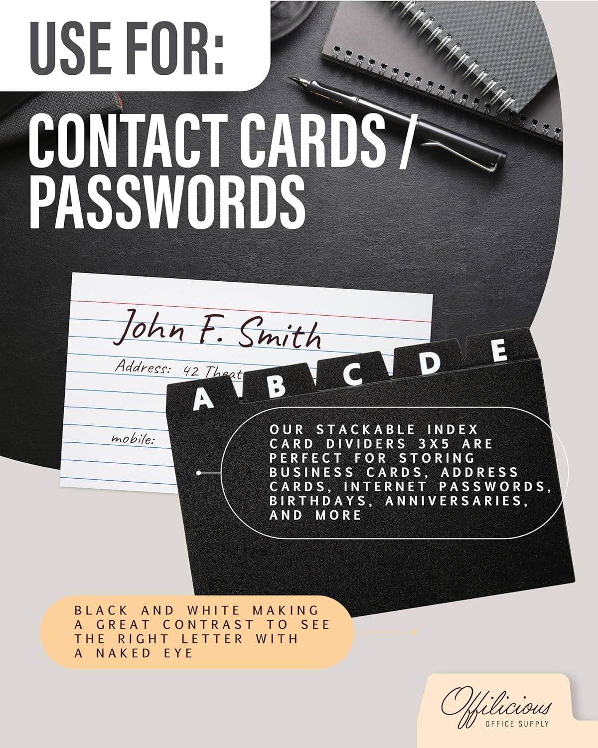 Sturdy Index Card Holder Box 3x5 - Premium Business Card Organizer for Flash Cards, Notecards, Recipes - Recipe Box Case with Plastic Index Cards Dividers & Labels