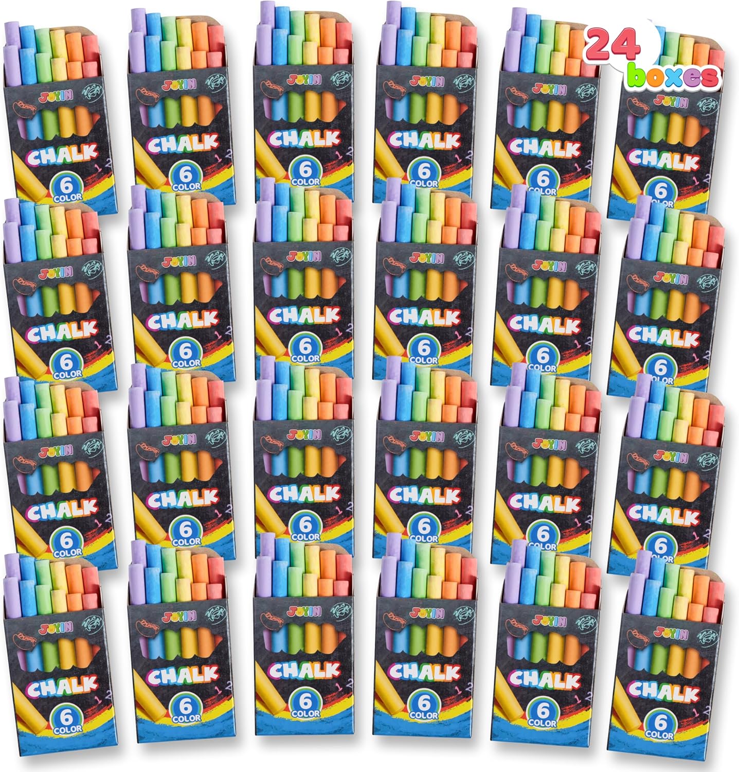 JOYIN 288 Counts Mini Chalk Set for Kids, Non-Toxic Chalks for Boys Girls 3+, School Supplies for Teachers, Goody Bag Fillers, Classroom Prizes Gifts (24 Boxes)
