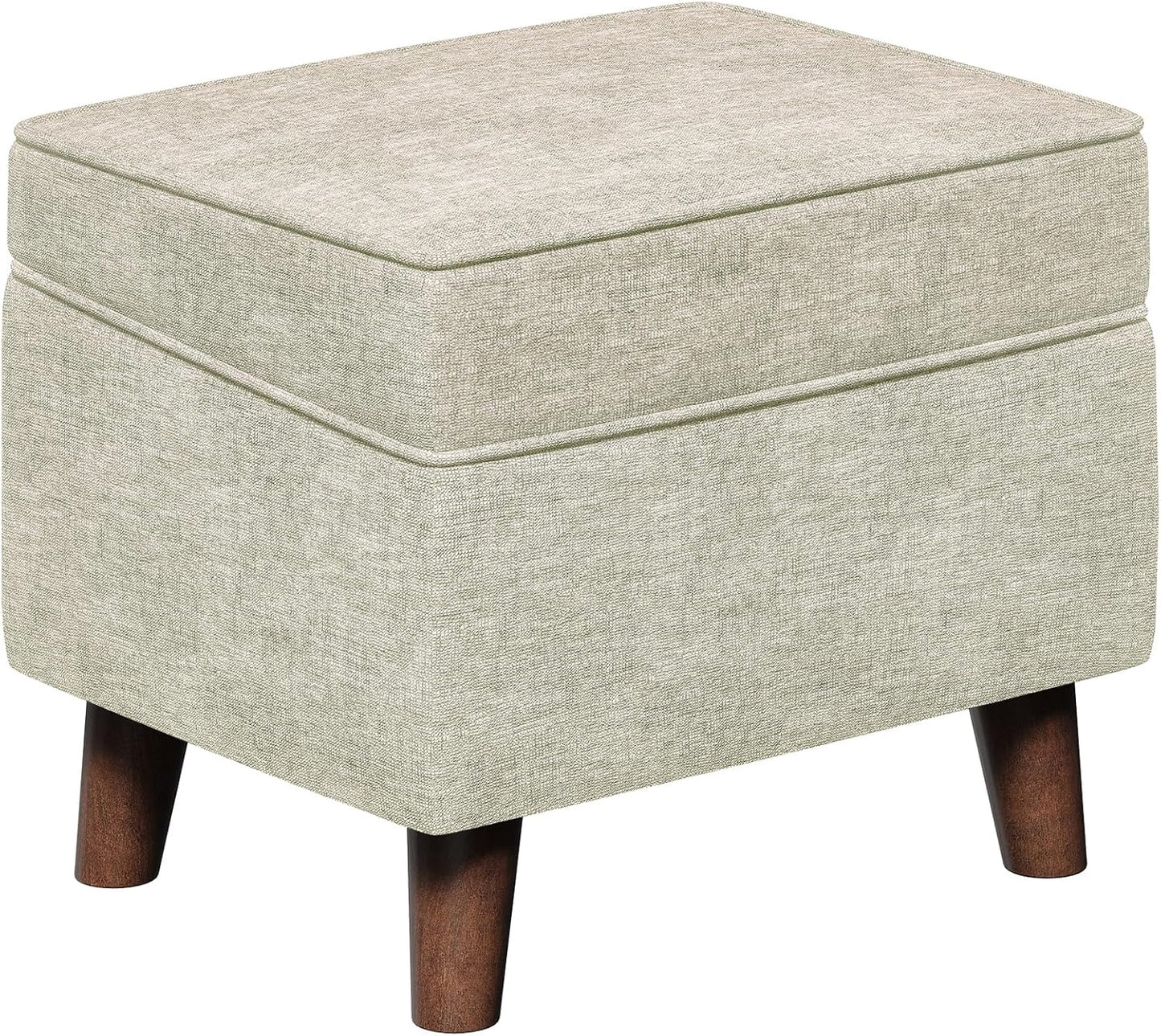 Foot Rest with Adjustable Cover, 18" Storage Ottoman Dorm, Footstool and Sitting Stool, Ottoman Foot Stools for Living Room, Bedroom, Dorm, Beige