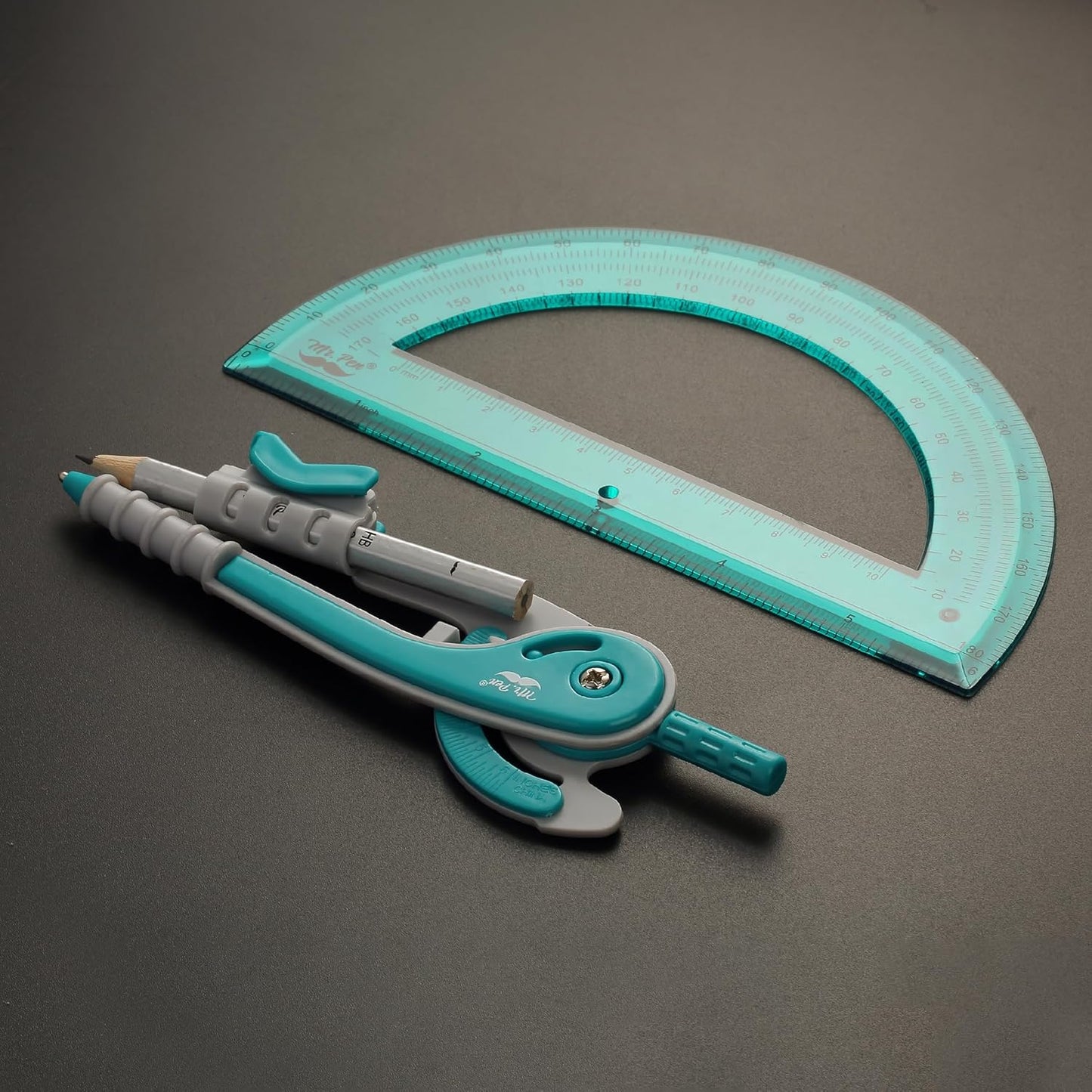 Mr. Pen- Compass and Protractor Set, Green, Compass Geometry Tool, Protractor and Compass Set, Compass Drawing Tool, Drawing Compass, Protractor Set, Geometry Compass, Back to School Supplies
