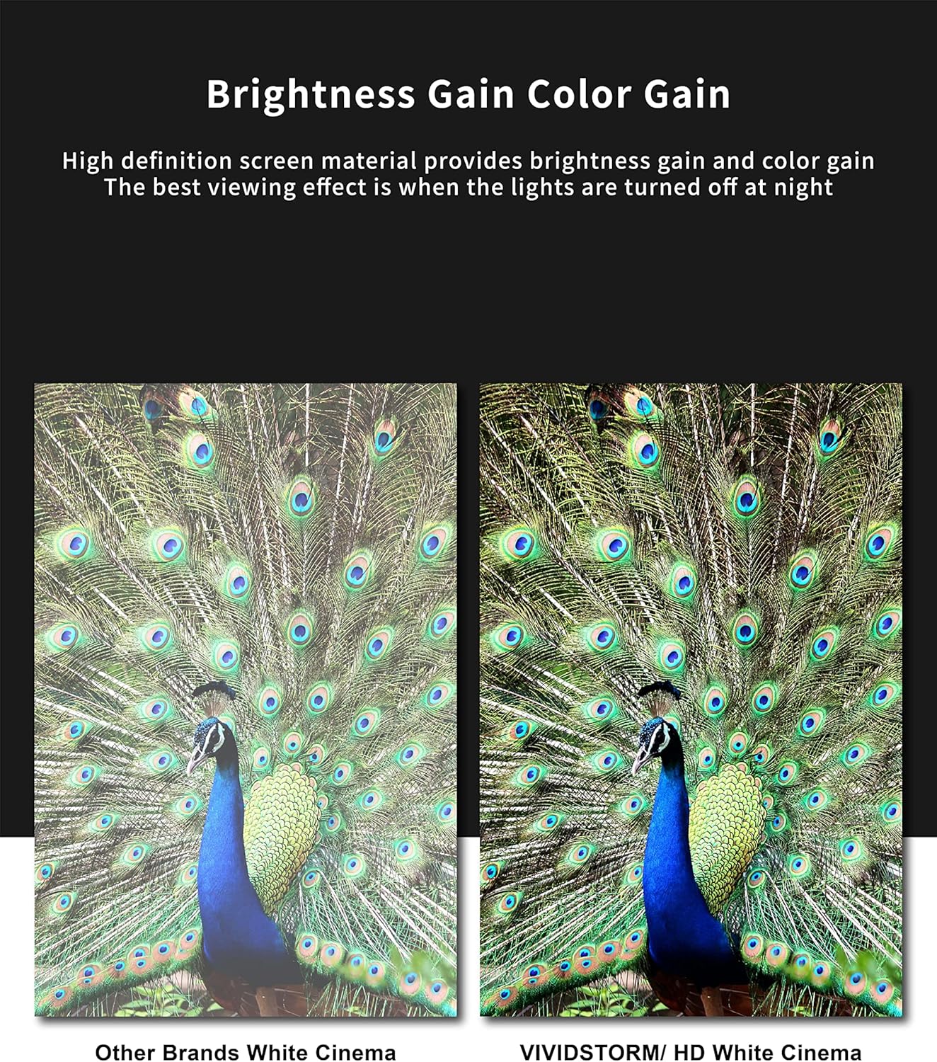 VIVIDSTORM-Movie Screen S 120inch Motor Rollable Foldaway Portable Screen with White Cinema PVC, 4k 3D HD Gaming/Office Room,Compatible with Standard Projector,VWSDSTW120H