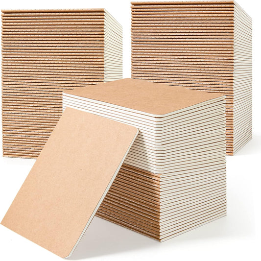 feela 170 Pack Blank Kraft Notebooks, Unlined Sketchbook Mini Cute Note Pad for Drawing Writing, Journal Bulk For Kids Students Office School Supplies, A6, 48 Pages, 4.25” X 5.5”, Brown
