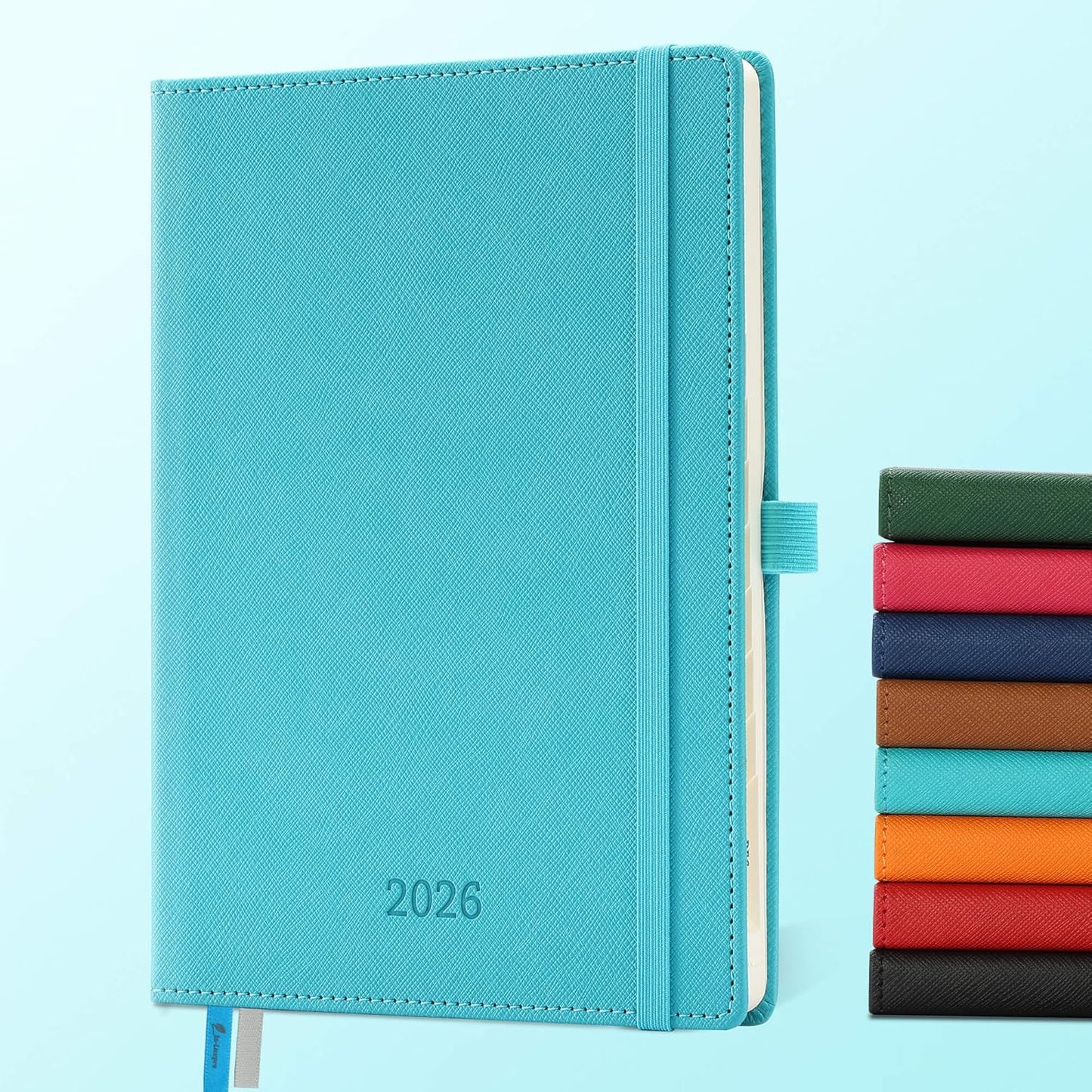 Weekly Monthly 2026 Planner (Jan.26-Dec.26),8.5"x6.5",12 Months Agenda Plan with Month Tabs & Pocket,Expenses/Note Pages, Appointment Book Calendar with Vegan Leather Cover,Light Blue