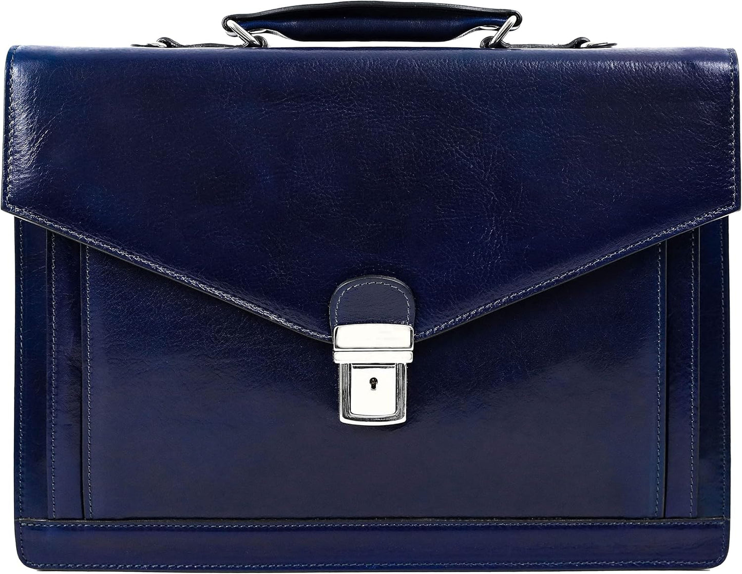 Time Resistance Leather Briefcase for Men - Business Laptop Bag - Italian Handmade Leather Bag - Attache - Gift Box Included