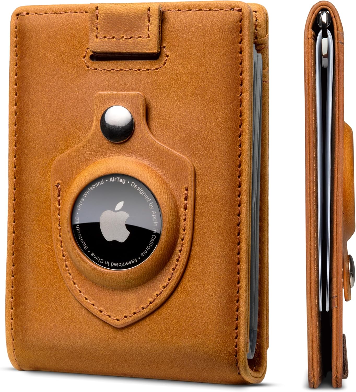 SERMAN BRANDS RFID Blocking Slim Bifold Genuine Leather Minimalist Front Pocket Wallets for Men with Money Clip Thin Mens