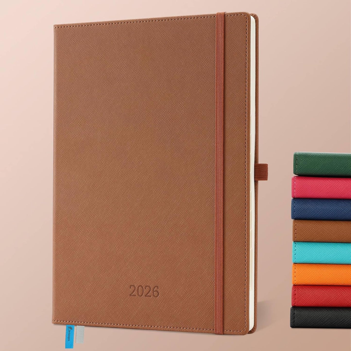 Weekly Monthly 2026 Planner (Jan.26-Dec.26),11.5"x8.5",12 Months Agenda Plan with Month Tabs & Pocket,Expenses/Note Pages, Appointment Book Calendar with Hardcover Vegan Leather Cover,Brown