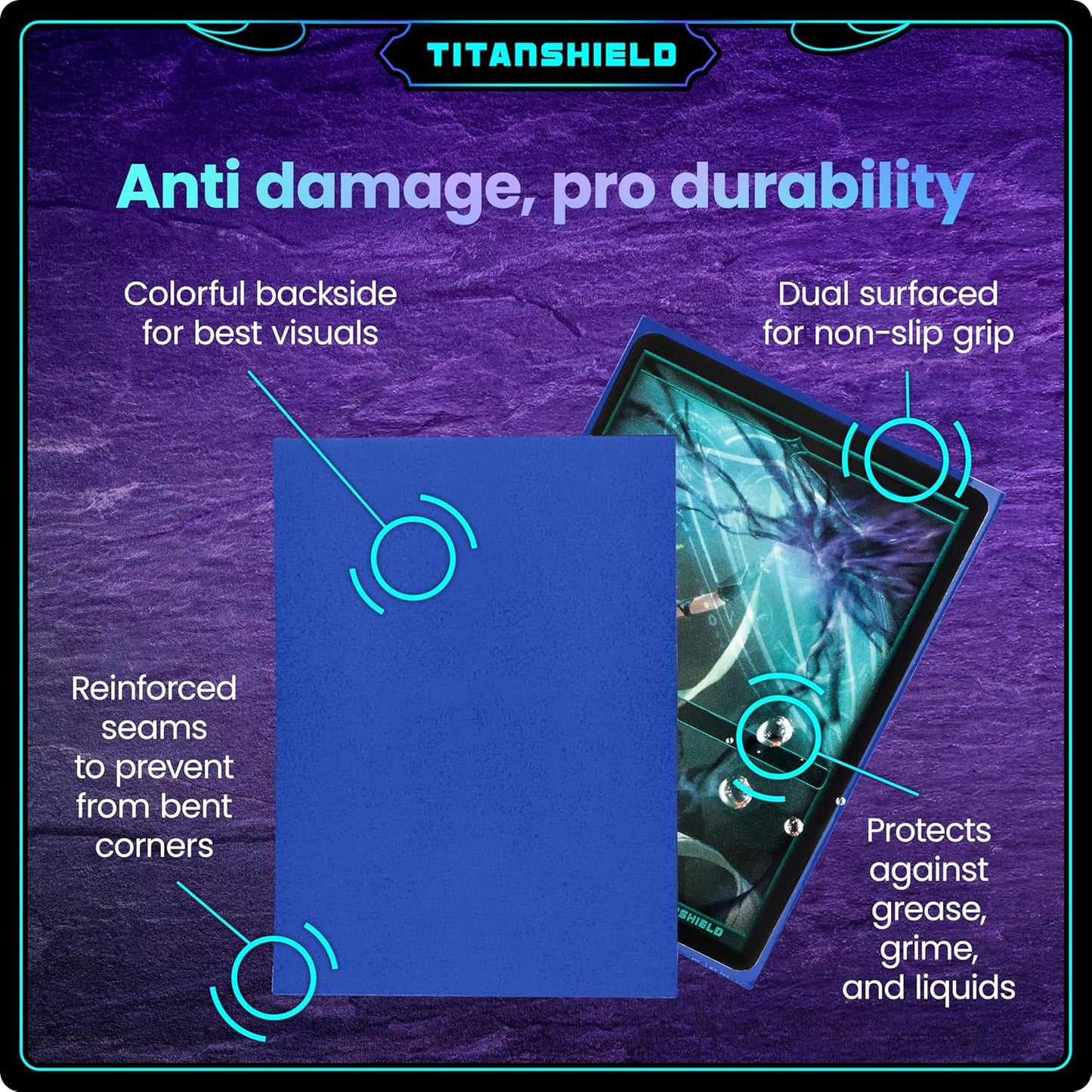 TitanShield TitanShield (150 Sleeves, Blue) Compatible with Standard Sized Board Games, MTG Magic The Gathering, Pokemon, Lorcana, and Trading Card Sleeves Deck Protector 2.5" x 3.5" 66x91mm