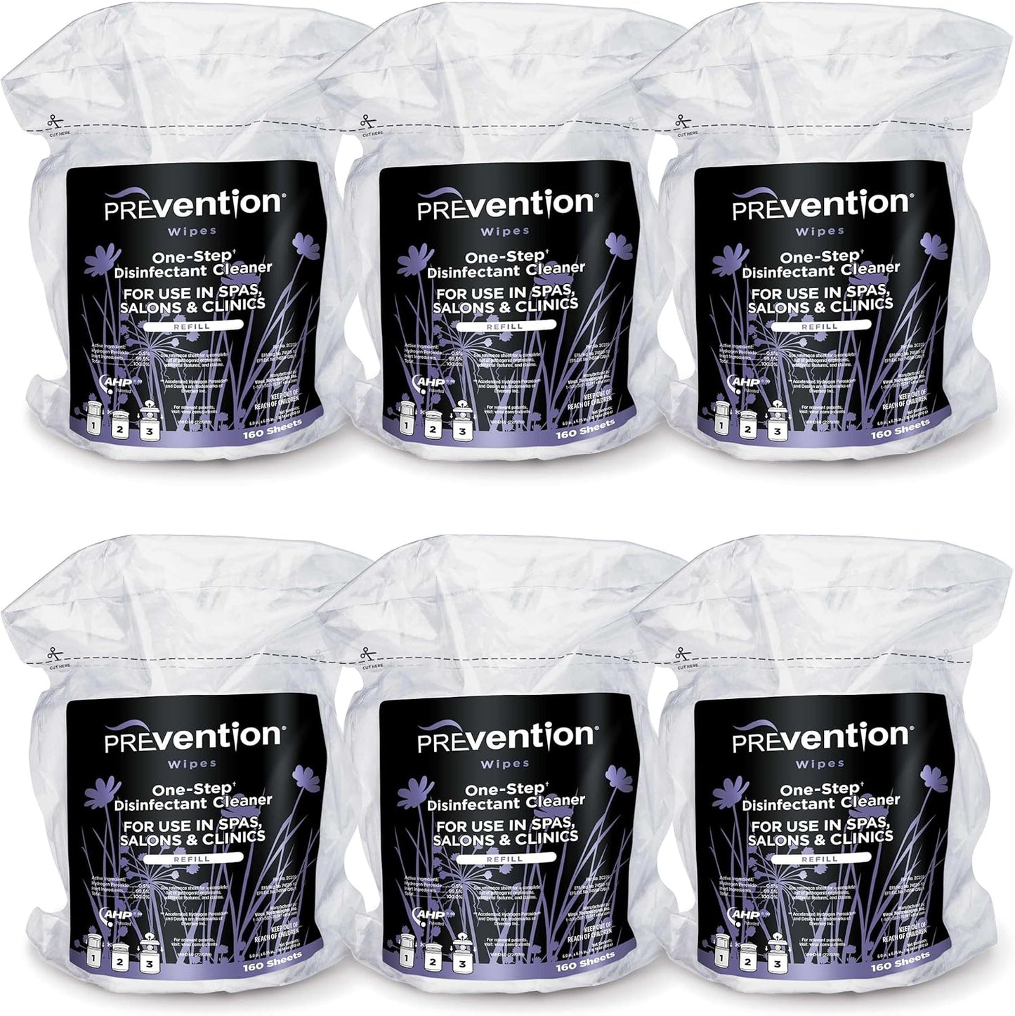 Prevention All Purpose Disinfecting Wipes – Cleaning Wipes Canister, Bulk Cleaner Towelettes for Salons, Spas, Clinics, Studios – Hospital Grade Surface Sanitizing – 160 Count per Refill Bag (6 Pack)